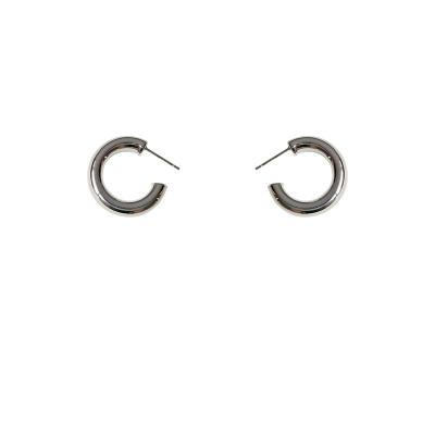 China Simple 925 Sterling Silver Jewelry High Polished Lead Free Nickel Free Round Tube Hoop Earrings Smooth C Shrimp Hoop Earrings for sale