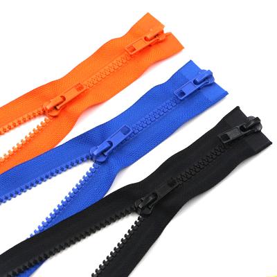 China Viable Manufacturers Wholesale Double Open Plastic Long Chain Zipper Corn Teeth Resin Zipper Cremalleras De Plastico Custom for sale