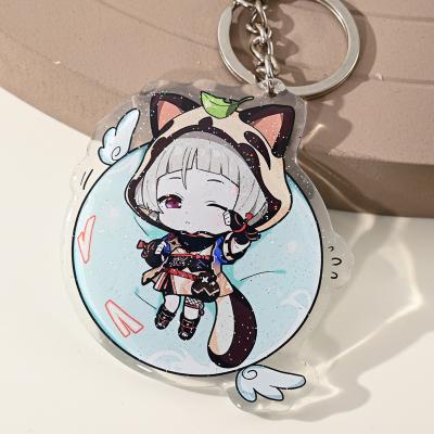 China Souvenirs/Decoration/Promotional Gift OEM Logo Custom Cartoon Anime Acrylic Keychain Double Side Printing Transparent Glitter Epoxy Plastic Keychains For Gift for sale