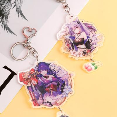 China Souvenirs/Decoration/Promotional Gift Double Side Printing Cartoon Anime Acrylic Keychain Custom Printed Transparent Epoxy Hologram Plastic Key Chain As Gift for sale