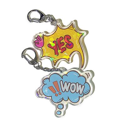 China Souvenirs/Decoration/Promotional Gift Double Side Printing Transparent Acrylic Keychain OEM Logo Custom Cartoon Anime Clear Hologram Keychains With Your Own Design for sale