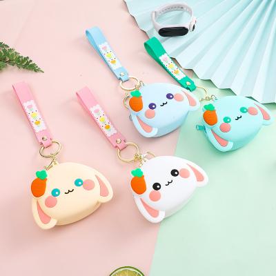 China Bag Car Pendant Accessories Creative Fashion 3D PVC Rubber Coin Wallet Keychain Cute Cartoon Anime Rabbit Silicone Purse Key Chain Pendant For Decoration for sale