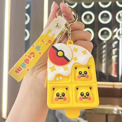 China Bag Car Pendant Accessories Wholesale Fashion Creative Cartoon Anime Animal Rubber Keychain Pendant Cute Ice Cream Strawberry Bear Silicone Purse Keychains for sale