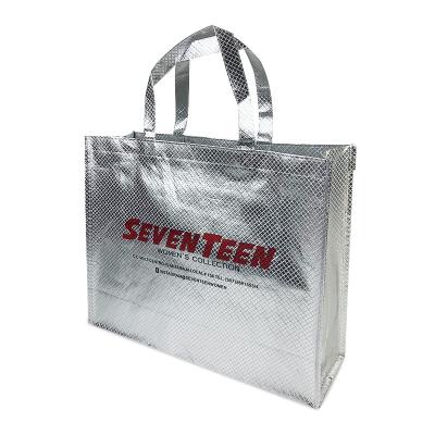 China Wholesale reusable silver shopping bag nonwoven handled high quality custom logo shopping bag for shop for promotion for sale