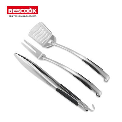 China Bescook Factory Direct Sale High Quality Easily Cleaned Stainless Steel BBQ 3Pcs Tool Kit for sale