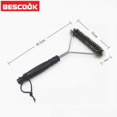 China Easily Clean Clean BBQ Brush BBQ Brush Grill Cleaning Brush Wire Remover Stainless Steel Outdoor BBQ Tool Accessories With Handle for sale