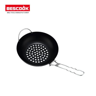 China Viable Outdoor BBQ Non-stcik Stainless Steel BBQ Accessory Grill Pan With Holes for sale