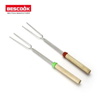 China China Supplier Low Price Easily Cleaned Telescopic Wooden Handle BBQ Marshmallow Stick for sale