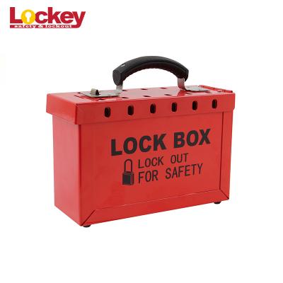 China Customized Metal Group Loto Box Portable Lock Out Tag Out Lock Box 12 Padlock Capacity for sale