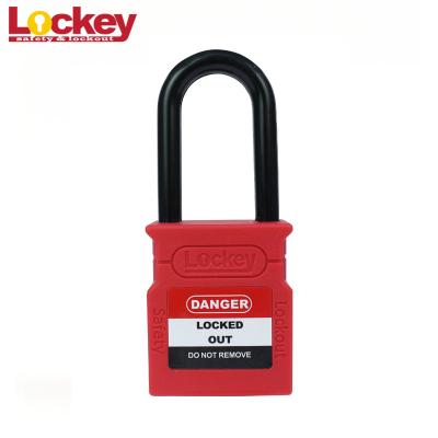 China Auto Pop - Up Plastic Shackle Nylon Body Safety Padlock Lockout Light Weight for sale