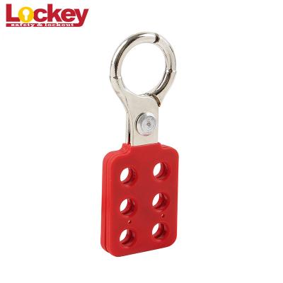 China OEM Safety Lockout Hasp Red Plastic Covered Handle Padlock 6 Holes 10mm Lock for sale