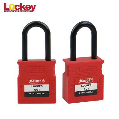 China OEM Plastic Shackle Keyed Alike Safety Lockout Padlock With Master Key for sale