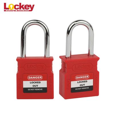 China Short Metal Shackle Abs Lockout Padlock Body Keyed To Alike Plastic Safety Padlock for sale