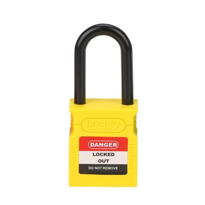 China Plastic Shackle Safety Lock Out Yellow 38mm Custom Padlocks And Keys In Bulk for sale