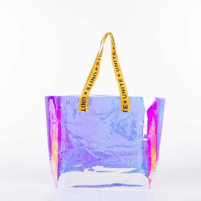 China New Style Custom Made PVC Bag Large Capacity Women Transparent Shopping Bag Reusable LOGO Custom Tote Bag for sale