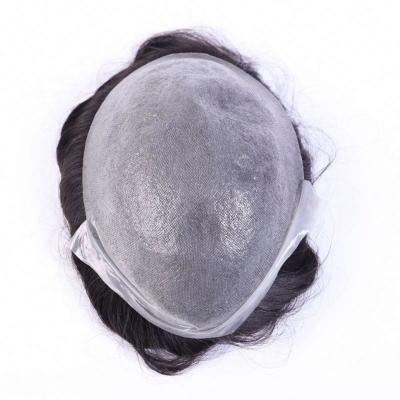 China 100% F0 Hair PU Hair Toupee For Men Toupee Hair For Men PU Thin Skin Toupee Wholesale Price Skin Topper for sale