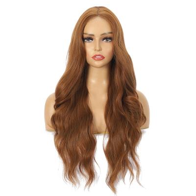 China Factory Wholesale Body Wave Long Cheap Wavy Curly Part Synthetic Medium Hair For Women Lace Front Wig for sale