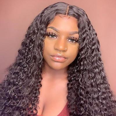 China New Fashion 13*4 Deep Wave Lace Up Hd Long Virgin Double Curly Hair Double Curly Full Wig Unprocessed Transparent Lace Front Wigs for sale