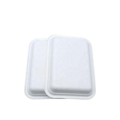 China Disposable Biodegradable Compostable Sugar Cane Bagasse Rectangle Disposable Trays for sale