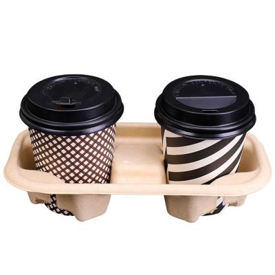 China Low Price Disposable Customized Suagacane Cups Holder Bagasse Biodegradable Disposable Cups Holder for sale