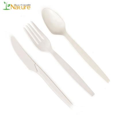 China 8 Inch Spoon Fork Knife Disposable Biodegradable Cornstarch Cutlery Set 8 Inch for sale