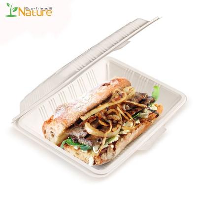 China Cornstarch Clamshell Food Container Microwavable Disposable Biodegradable Takeout Box for sale