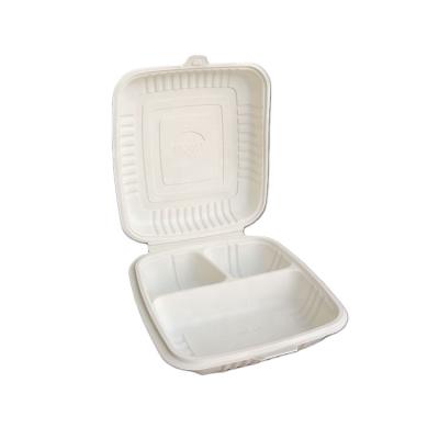 China Food Take Away Packaging Disposable Cornstarch 3 Compartment Biodegradable Lunch Box for sale