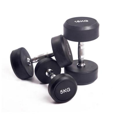 China Durable Gym Equipment Round Rubber Adjustable Dumbbells 10KG Dumbbell Sets Weight Lifting for sale