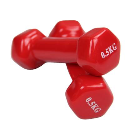 China Universal Most Popular Colorful Neoprene Vinyl Coated Rubber Dummbell Weightlifting Hex Dumbbell for sale