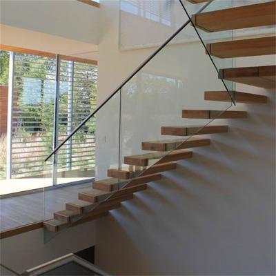 China Modern Professional Wooden Staircase Price Good Selling Straight Floating Iron Staircase Kit for sale