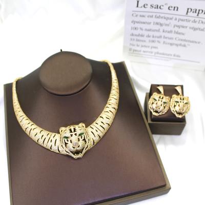 China Trendy Tabora Jewelry Women Tiger Animal Luxury Copper Micro Zircon Zircon Gold Rhodium Gold Rhodium Jewelry Set for sale