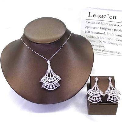 China Tabora Jewelry Wholesale Trendy Dubai Jewelry Sets Copper 18k Gold Plated Zircon Luxury Necklace Pendant Earring Set Accessories for sale