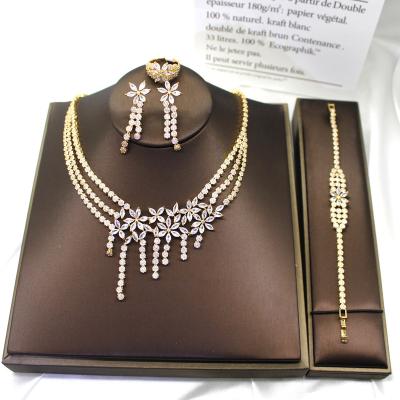 China Tabora TRENDY Jewelry Wholesale Dubai Jewelry Sets 18k Gold Plated Jewelry Set Copper Luxury Bridal Wedding Accessories for sale