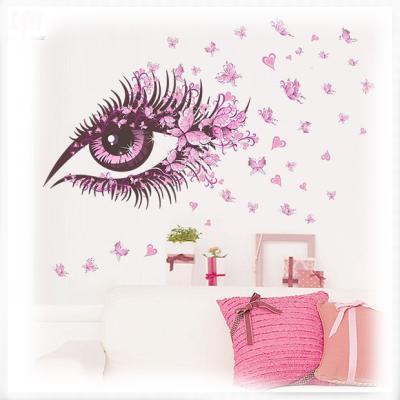 China beautiful wall sticker 3D pink eye rose acrylic wall sticker rose eye wall decorate 3D beautiful for sale