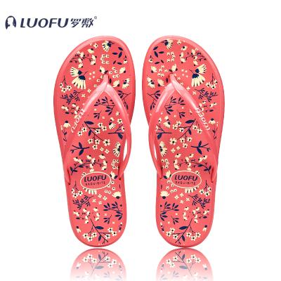 China Fashion trend LUOFU PVC summer bardian floral slipper for lady fashion beach women sandals strappy slipper for sale