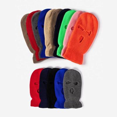 China 2021 Pink Embroidered 3 Hole Knitted Custom Balaclava Ski Mask Balaclava Face Mask COMMON Balaclava Ski Mask Hat for sale