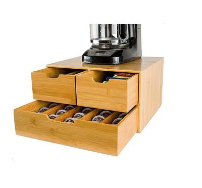 China Extra Large Stocked Bamboo K Cup Holder for Counter, 2 Tier K-Cup Organizer, Bamboo Tea Bag Organizer for sale