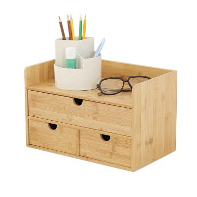 China 100% Household Original Bamboo Desktop Organizer, Desktop Bamboo Drawer Storage Table Organizer for sale