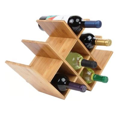 China 100% Natural Bamboo Wine Rack Counter Top Wine Rack 6-Bottles Rotating Wine Rack Organizer for sale