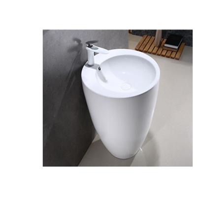 China Modern Whiteround Bathroom Floor Stand Pedestal Sink Ceramic Basin for sale