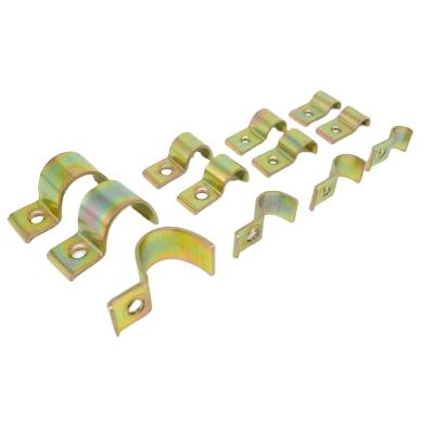 China General Industry Single Hole Zinc Saddle Pipe Clamp Conduit Clip Binding Pipe Clip Binding Yellow F Type Metal Flange for sale