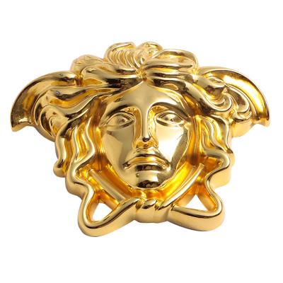 China Mid Century Modern Zinc Alloy Head Sofa Buttons Furniture Sofa Buckle Crystal Gold Decorative Medusa for sale