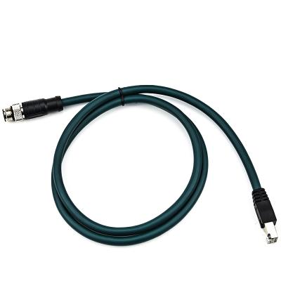 China PVC M12 To RJ45 Connector Aviation Plug Male 8 Pin X-Coded Camera Industrial Ethernet Cable for sale