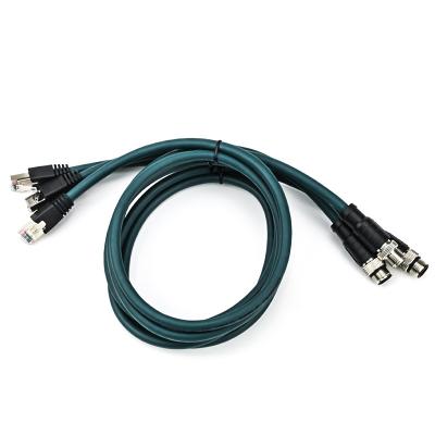 China PVC Wholesale RJ45 Network Cable Cat5e FTP Male To M12 Female Cables for sale