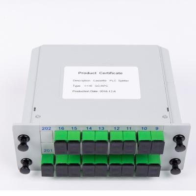 China Cassette Type 1x2 1x4 1x8 1x16 2x8 2x16 PLC FTTH FTTH Fiber Optic Box SC/UPC Splitter for sale