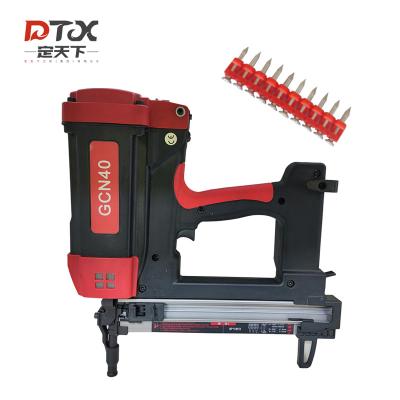 China DTX Large Cordless Steel Nails Artillery Battery Gas Nailer Tool GSN40 Electric Framing Concrete Gas Nail Gun 109*372*386mm for sale