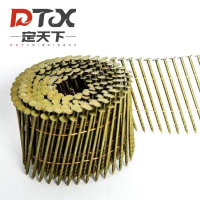 China DTX Galvanized Flat Screw Coil Nails Covering Vane Coil Framing Roughing Joint Steel Nails For Pneumatic Nail Gun Use for sale