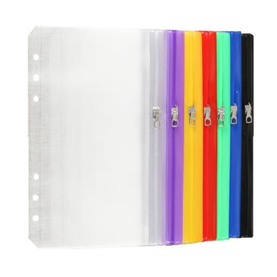 China Clear Colorful Metal Zipper Puller Zipper Loose Leaf Zipper Pockets A5 A6 Metal Zipper Puller PVC Pocket Envelope Journal Planner Traveler Notebook Zipper Pockets Bag for sale