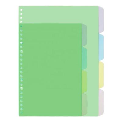 China Colorful Binders Index Dividers For A5 B5 PP Journal Binder Index Divider 4 Labels Candy Color Loose Leaf Notebook Album Journal Index Pages Tab Planner Dividers Insert for sale