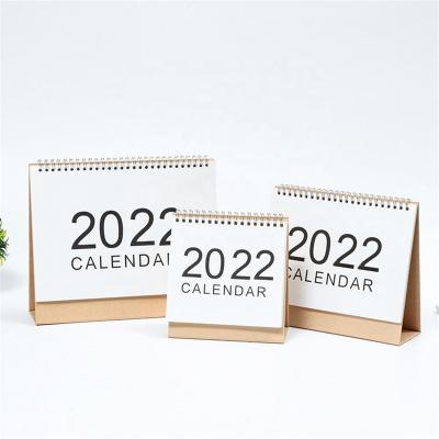 China 2022 Style Desk Calendars Month Super Simple Standing Wire Holder Table Tied Table Stand Up Simple Design Monthly Planner for sale